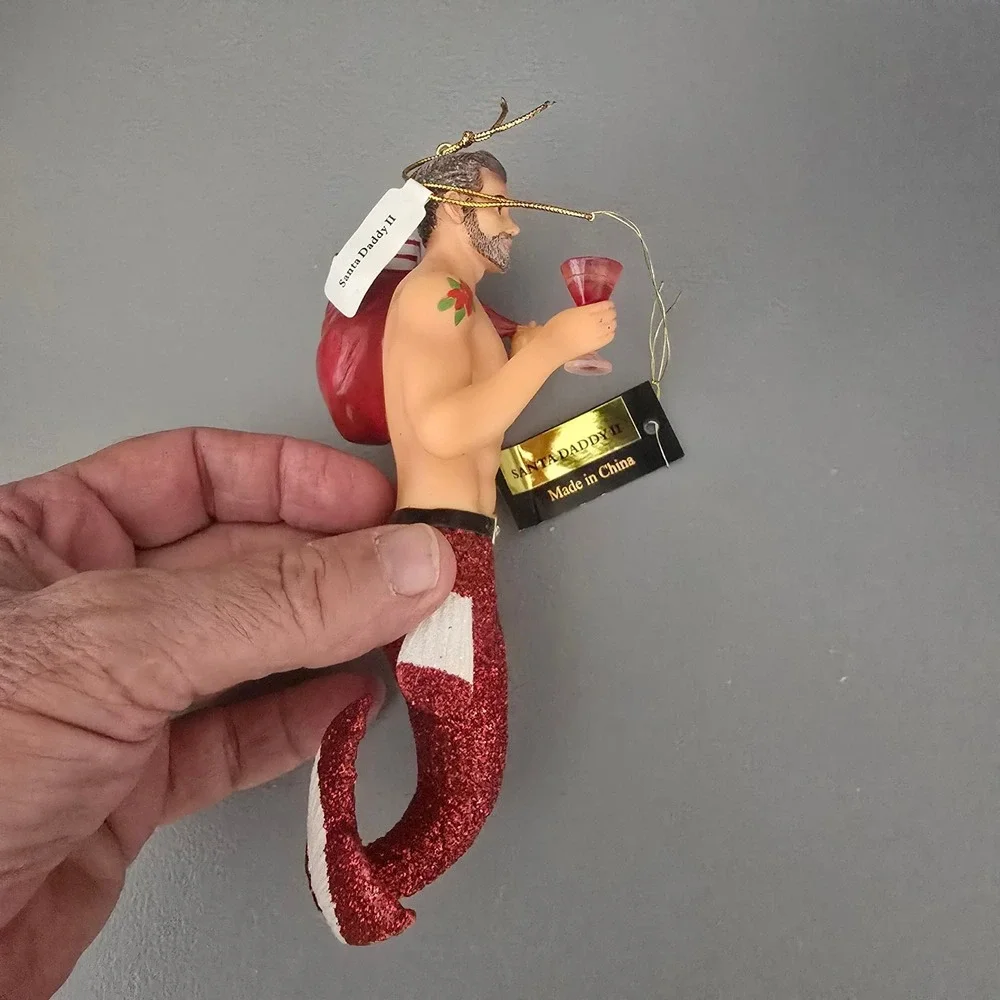 December Diamonds‎ Santa Daddy II Merman Christmas Ornament 55-55008 Red Glitter